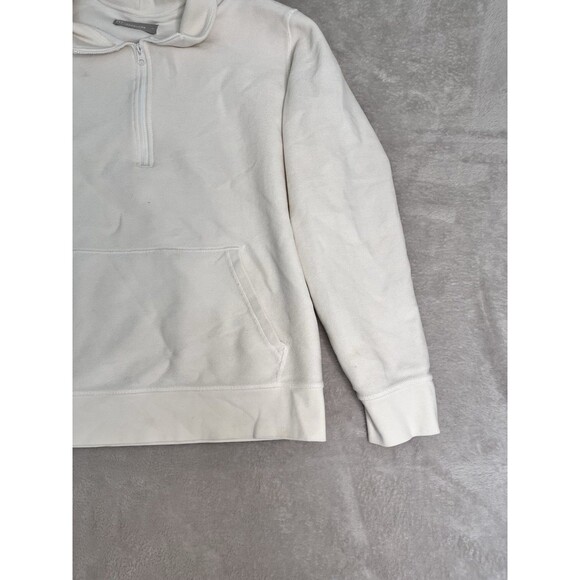 Everlane Textured Cotton 1/2 Zip Sweatshirt Mens Size Medium Ivory Office Golf - Picture 2 of 8